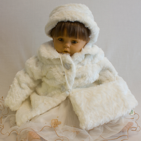 Girls Furry Coat with hat & bag
